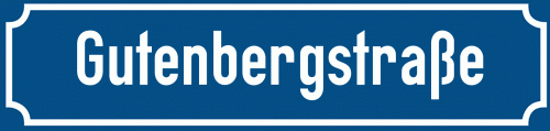 Straßenschild Gutenbergstraße zum kostenlosen Download