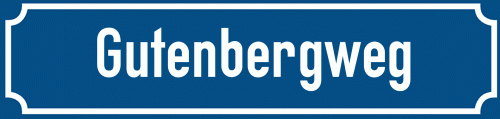 Straßenschild Gutenbergweg zum kostenlosen Download