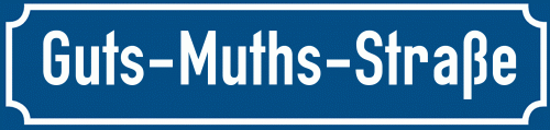 Straßenschild Guts-Muths-Straße zum kostenlosen Download