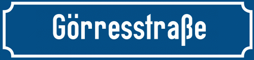 Straßenschild Görresstraße zum kostenlosen Download