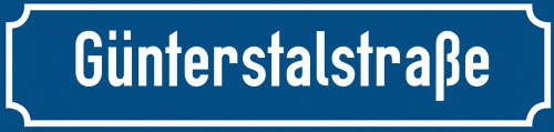 Straßenschild Günterstalstraße zum kostenlosen Download