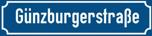 Straßenschild Günzburgerstraße zum kostenlosen Download