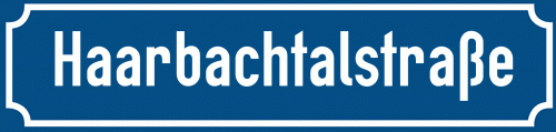 Straßenschild Haarbachtalstraße zum kostenlosen Download