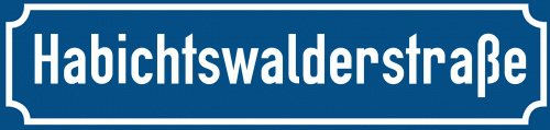 Straßenschild Habichtswalderstraße zum kostenlosen Download