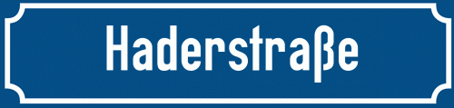 Straßenschild Haderstraße