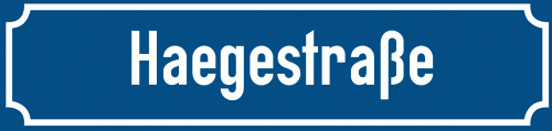 Straßenschild Haegestraße