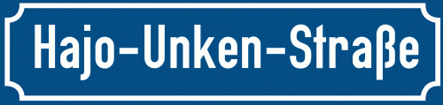 Straßenschild Hajo-Unken-Straße