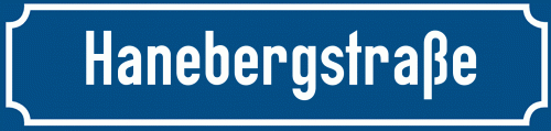 Straßenschild Hanebergstraße zum kostenlosen Download