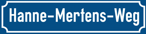 Straßenschild Hanne-Mertens-Weg