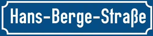 Straßenschild Hans-Berge-Straße