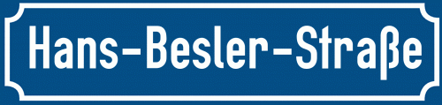 Straßenschild Hans-Besler-Straße