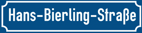 Straßenschild Hans-Bierling-Straße