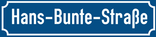Straßenschild Hans-Bunte-Straße zum kostenlosen Download