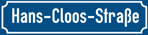 Straßenschild Hans-Cloos-Straße