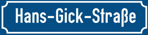 Straßenschild Hans-Gick-Straße zum kostenlosen Download