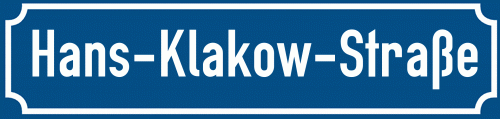 Straßenschild Hans-Klakow-Straße