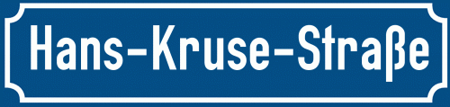 Straßenschild Hans-Kruse-Straße
