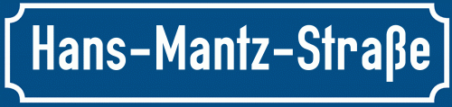 Straßenschild Hans-Mantz-Straße zum kostenlosen Download