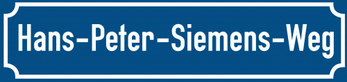 Straßenschild Hans-Peter-Siemens-Weg