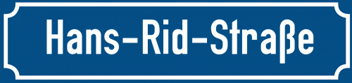 Straßenschild Hans-Rid-Straße