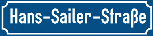 Straßenschild Hans-Sailer-Straße zum kostenlosen Download