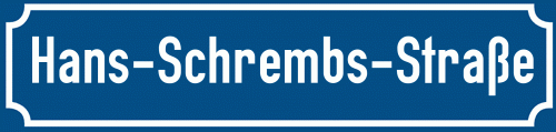 Straßenschild Hans-Schrembs-Straße zum kostenlosen Download