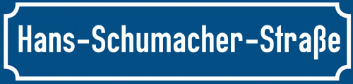 Straßenschild Hans-Schumacher-Straße zum kostenlosen Download