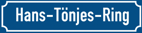 Straßenschild Hans-Tönjes-Ring