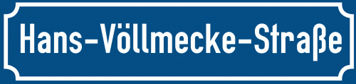 Straßenschild Hans-Völlmecke-Straße