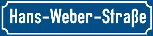 Straßenschild Hans-Weber-Straße zum kostenlosen Download