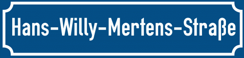 Straßenschild Hans-Willy-Mertens-Straße