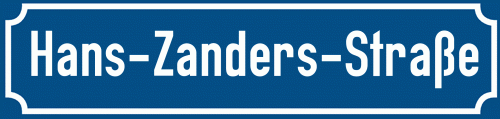 Straßenschild Hans-Zanders-Straße zum kostenlosen Download