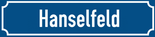 Straßenschild Hanselfeld zum kostenlosen Download