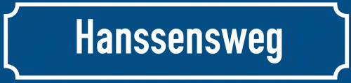 Straßenschild Hanssensweg