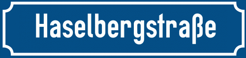 Straßenschild Haselbergstraße zum kostenlosen Download