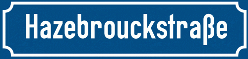 Straßenschild Hazebrouckstraße zum kostenlosen Download