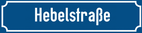 Straßenschild Hebelstraße zum kostenlosen Download