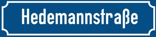 Straßenschild Hedemannstraße zum kostenlosen Download