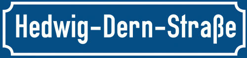 Straßenschild Hedwig-Dern-Straße
