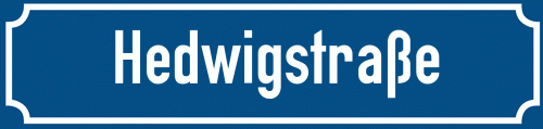 Straßenschild Hedwigstraße zum kostenlosen Download