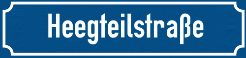 Straßenschild Heegteilstraße zum kostenlosen Download
