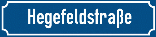Straßenschild Hegefeldstraße zum kostenlosen Download