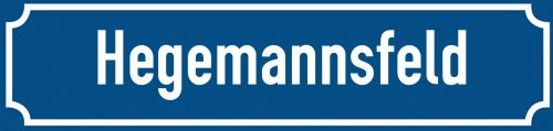 Straßenschild Hegemannsfeld zum kostenlosen Download