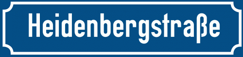 Straßenschild Heidenbergstraße zum kostenlosen Download