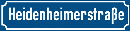 Straßenschild Heidenheimerstraße
