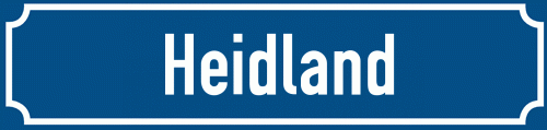 Straßenschild Heidland
