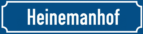 Straßenschild Heinemanhof zum kostenlosen Download