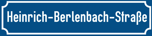 Straßenschild Heinrich-Berlenbach-Straße zum kostenlosen Download