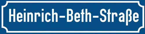 Straßenschild Heinrich-Beth-Straße zum kostenlosen Download