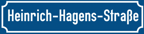 Straßenschild Heinrich-Hagens-Straße